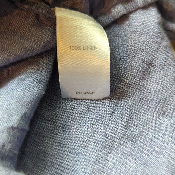 J.Jill Love Linen Button Up Shirt Womens Large Tall Purple Long Sleeve Coastal - Picture 6 of 8